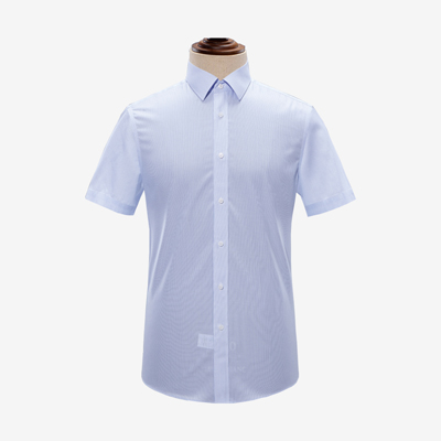男士淡藍(lán)色短袖襯衫定做